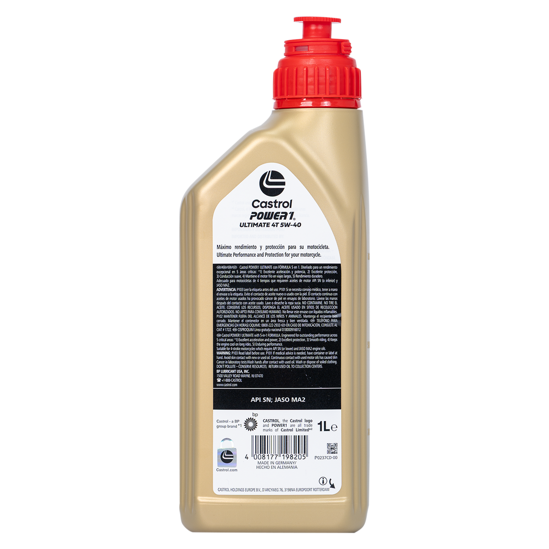 Aceite de Motor Castrol 5W40 Sintetico Power1 Ultimate 4 Tiempos