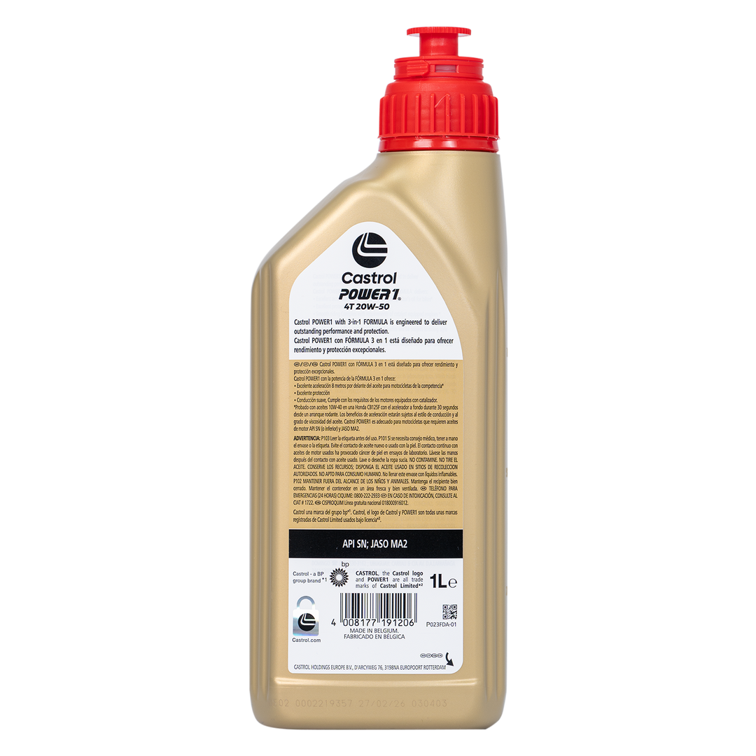 Aceite de Motor Castrol 20W50 Mineral Power1 (4 Tiempos)
