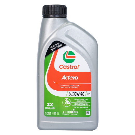 Aceite de Motor CASTROL 10W40 Semisintetico Actevo Plata 4 Tiempos