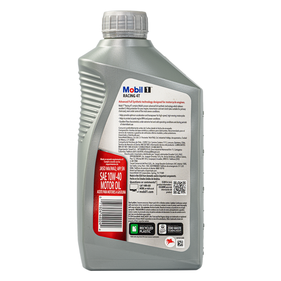 Mobil 10W40 Synthetic Racing 4-Stroke Motor Oil