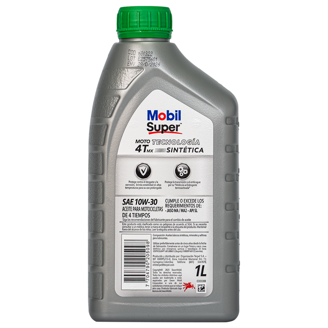 Aceite de Motor Mobil 10W30 Semisintetico Super Mx 4 Tiempos