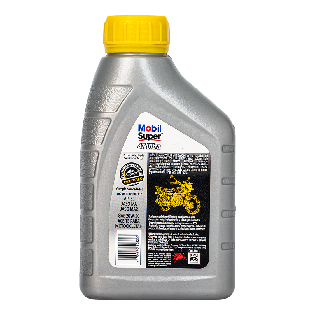 Aceite de Motor Mobil 20W50 Mineral Ultra 4 Tiempos Pinta