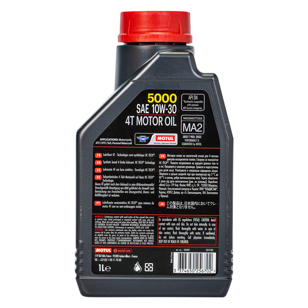 Aceite de Motor Motul 10W30 Semisintetico 5000 4 Tiempos