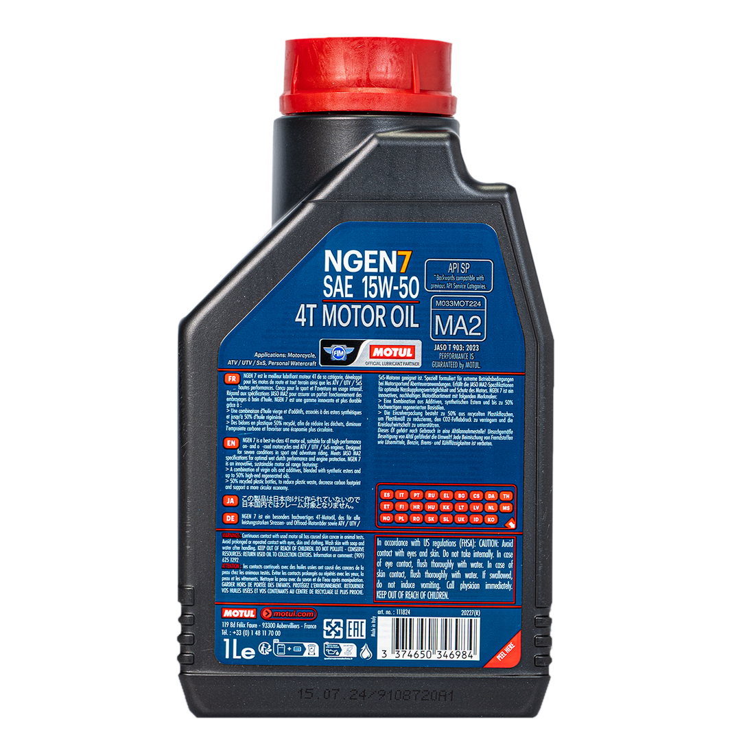Aceite de Motor Motul 15W50 Sintetico NGEN7 4 Tiempos