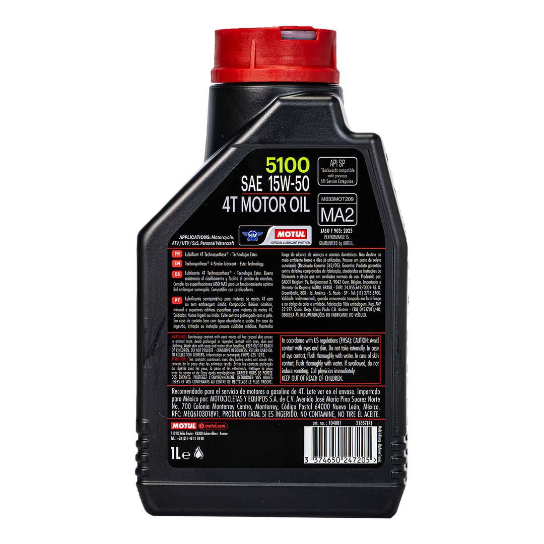 Aceite de Motor Motul 10W50 Semisintetico 5100 4 Tiempos