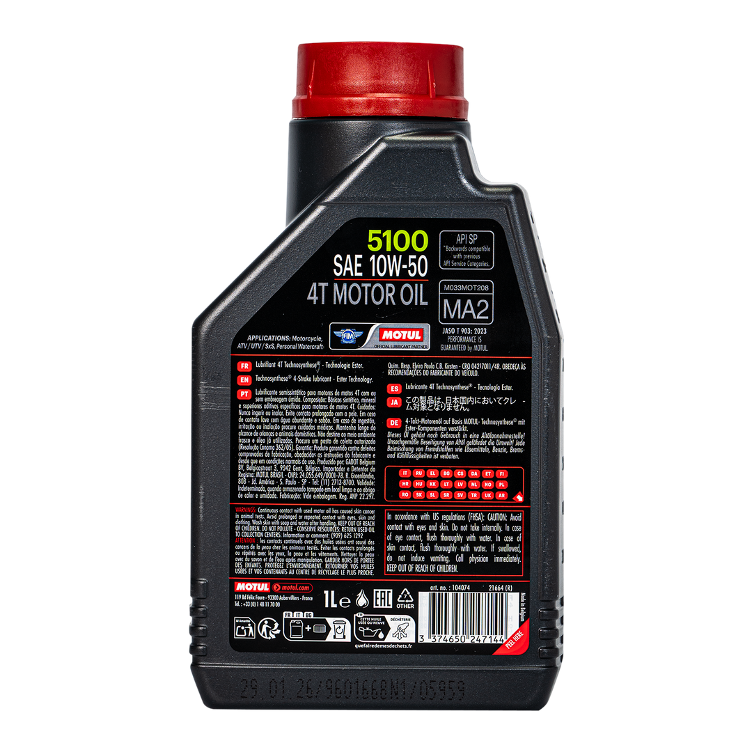Aceite de Motor Motul 15W50 Semisintetico 5100 4 Tiempos