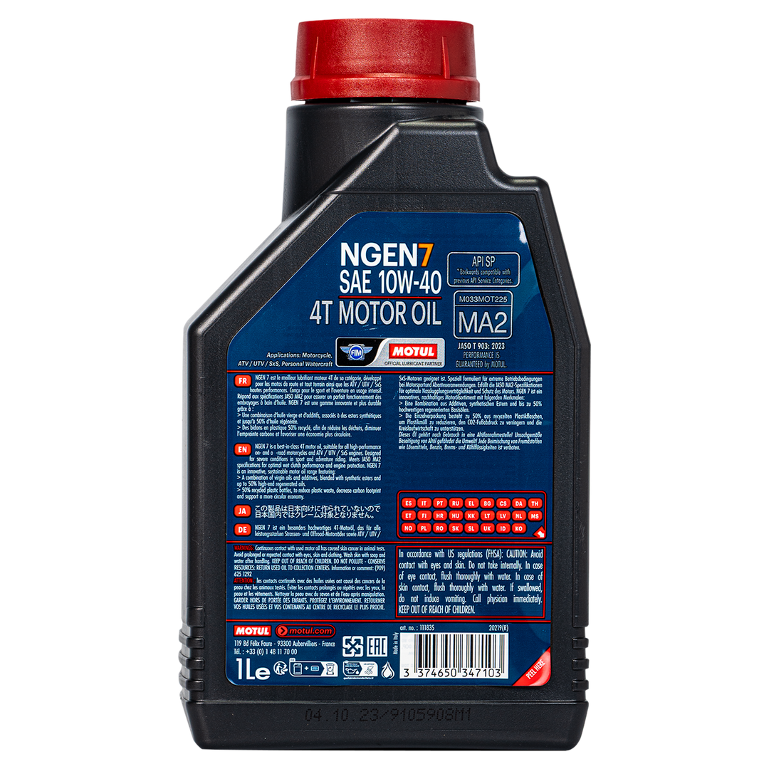 Aceite de Motor Motul 10W40 Sintético NGEN7 4 Tiempos