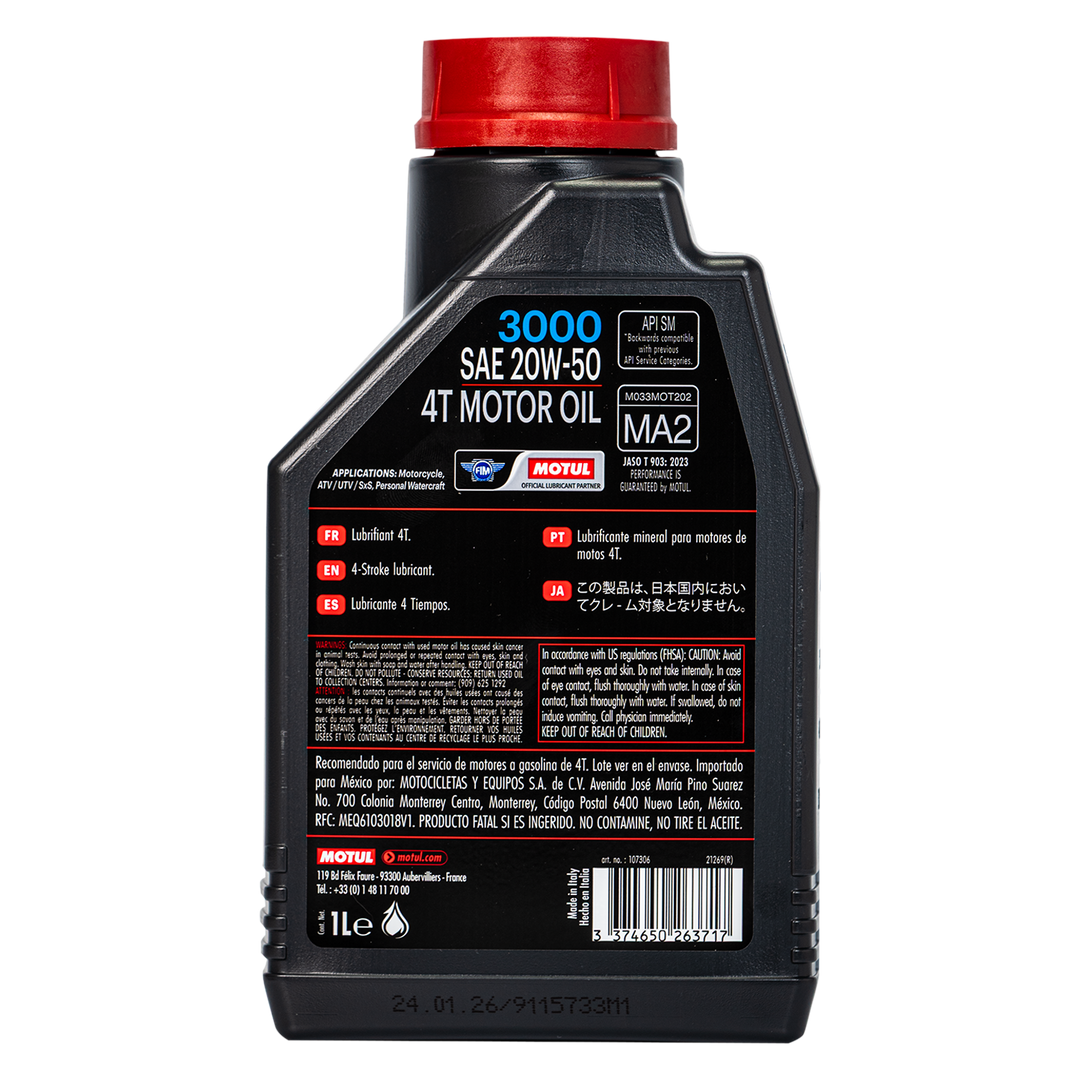 Aceite de Motor Motul 20W50 Mineral 3000 4 Tiempos