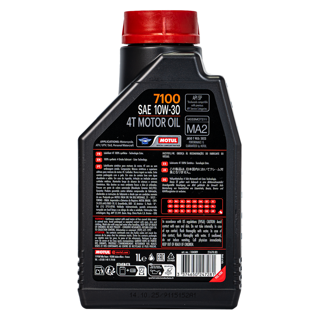 Aceite de Motor Motul 10W30 Sintético 7100 4 Tiempos