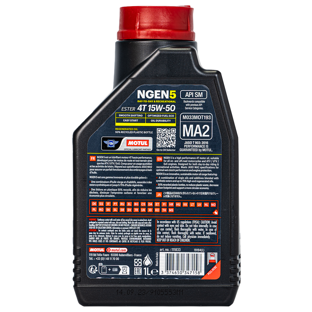 Aceite de Motor Motul 15W50 Semisintetico NGEN5 4 Tiempos