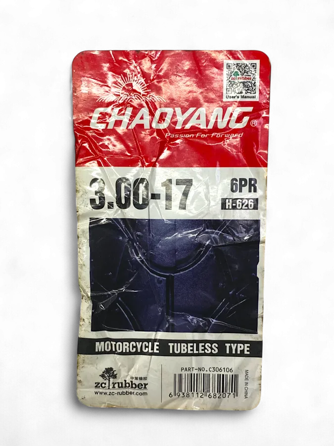 Llanta Chaoyang 300-17 H626 Trasera Tl Original - Genuine parts - Mundimotos