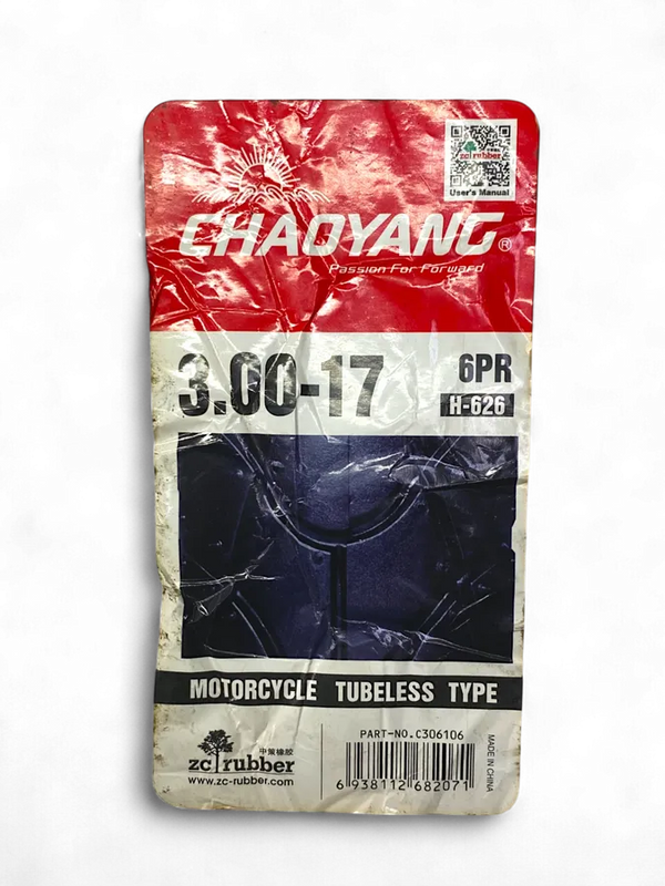 Llanta Chaoyang 300-17 H626 Trasera Tl Original - Genuine parts - Mundimotos