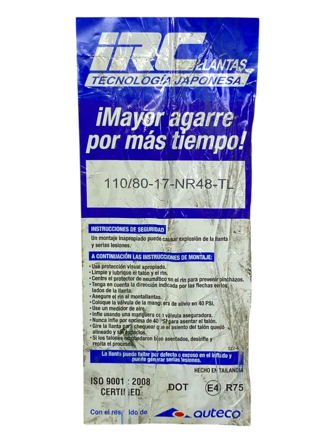 Llanta Irc Nr48 110/80-17 Trasera-Mundimotos
