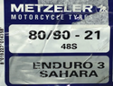Llanta Metzeler Enduro 3 Sahara 080/90-21 Delantera Neumatico-Mundimotos