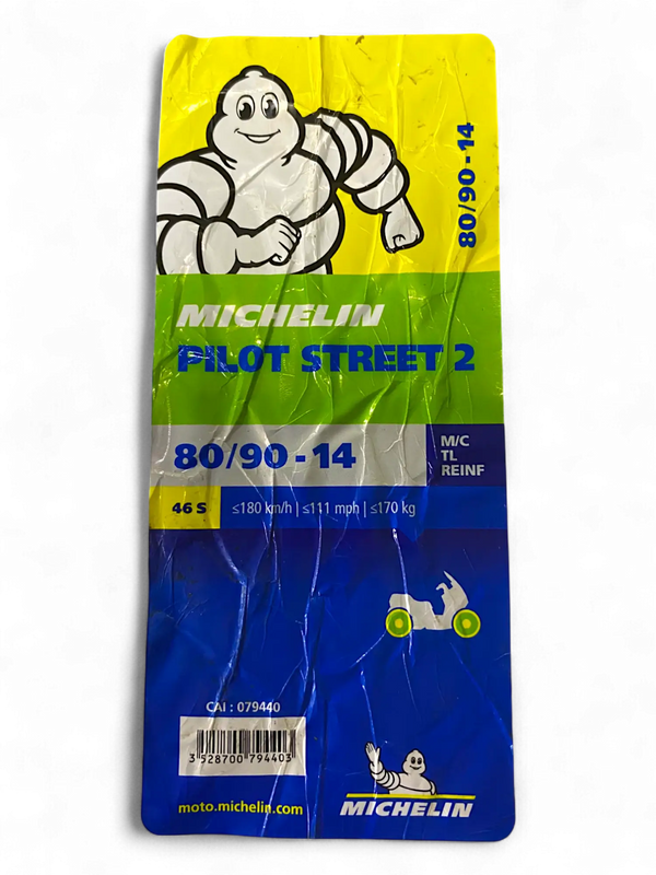 Llanta Michelin Pilot Street 2 80/90-14 Delantera/Trasera Sellomatic - Mundimotos
