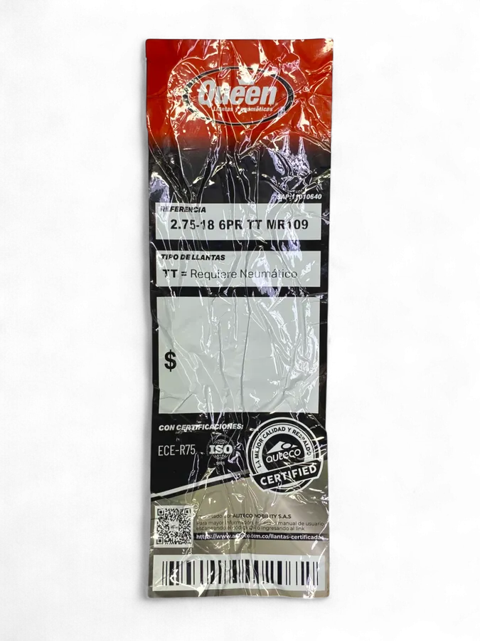 Llanta Queen Tire 17-275 Mr-109 Fr/Rr- Tl Original - Genuine parts - Mundimotos
