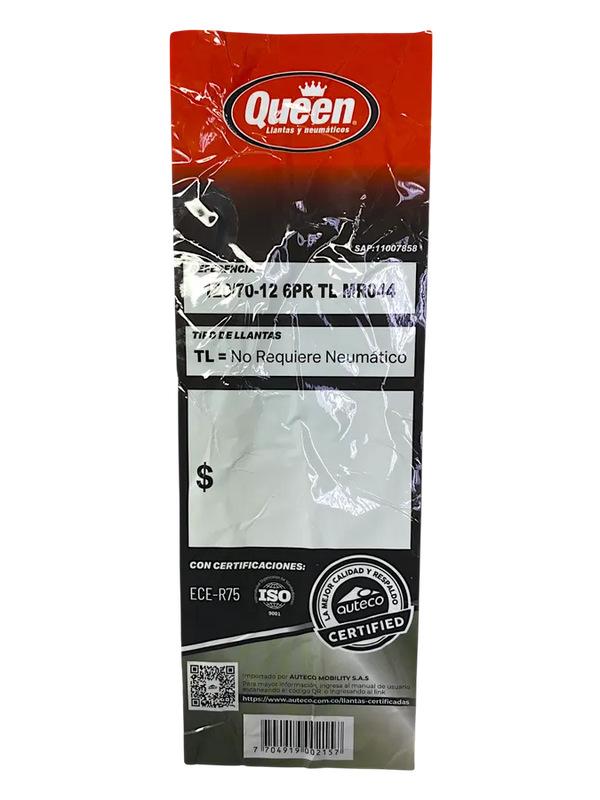 Llanta Queen Tire Mr044 12070-12 | llantas para scooter