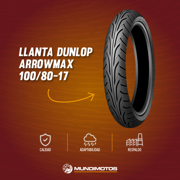 Llanta 100/80-17 arrowmax FR-TL 601 dunlop - Mundimotos