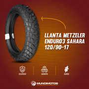 LLANTA 120/90-17 ENDURO3 SAHARA 64S METZELER - Mundimotos
