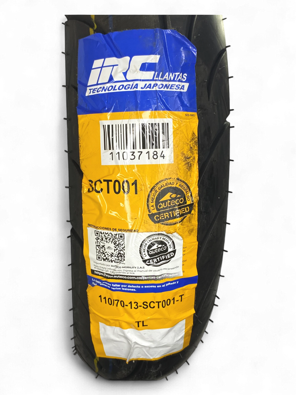 Llanta IRC 110/70-13 SCT001 Delantera Sellomatic N-MAX/BLACK