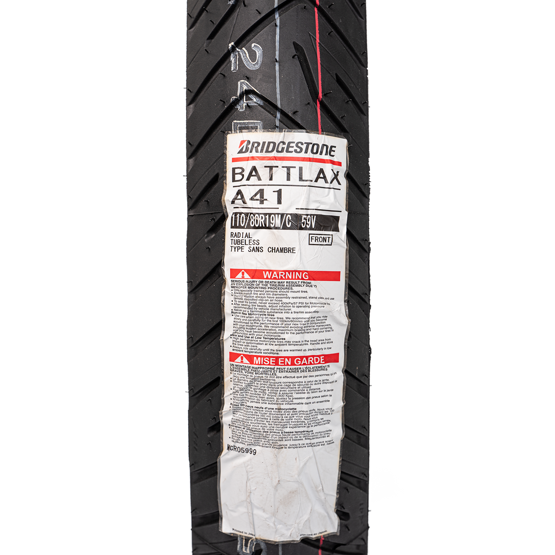 Llanta Bridgestone 110/80R-19 BATTLAX A41F Delantera - Mundimotos
