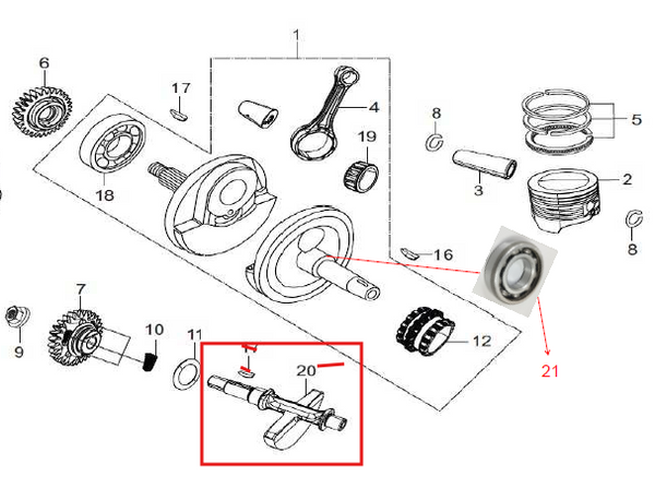 Contrabalanceador de Cigüeñal Hunk 190R - Thriller 200 - Xpulse 200 Hero Original