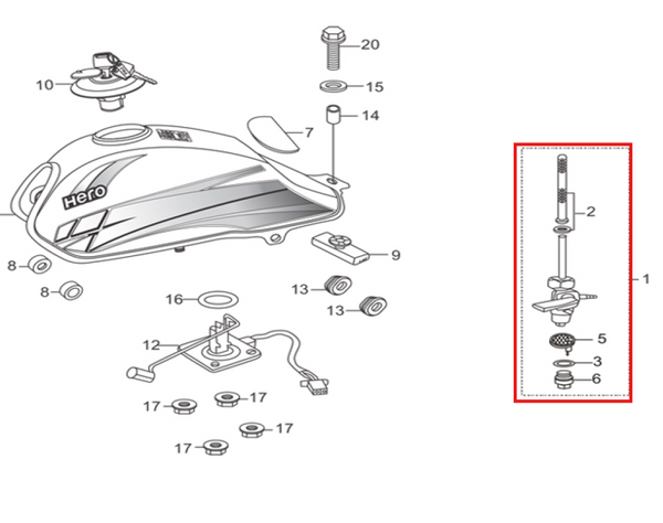 llave de Gasolina Eco 100 Deluxe - Passion Hero Original