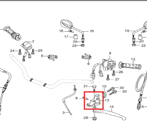Soporte de Manigueta Izquierda Thriller 150 - Hunk 150 Hero Original - Mundimotos