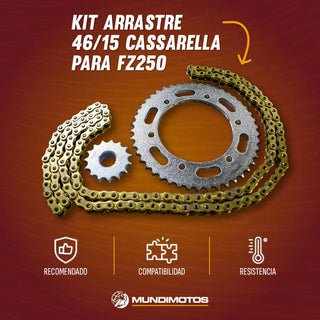 Kit Arrastre Fz 250 Generico Cassarella Nacional (46/15 Dientes) - Mundimotos