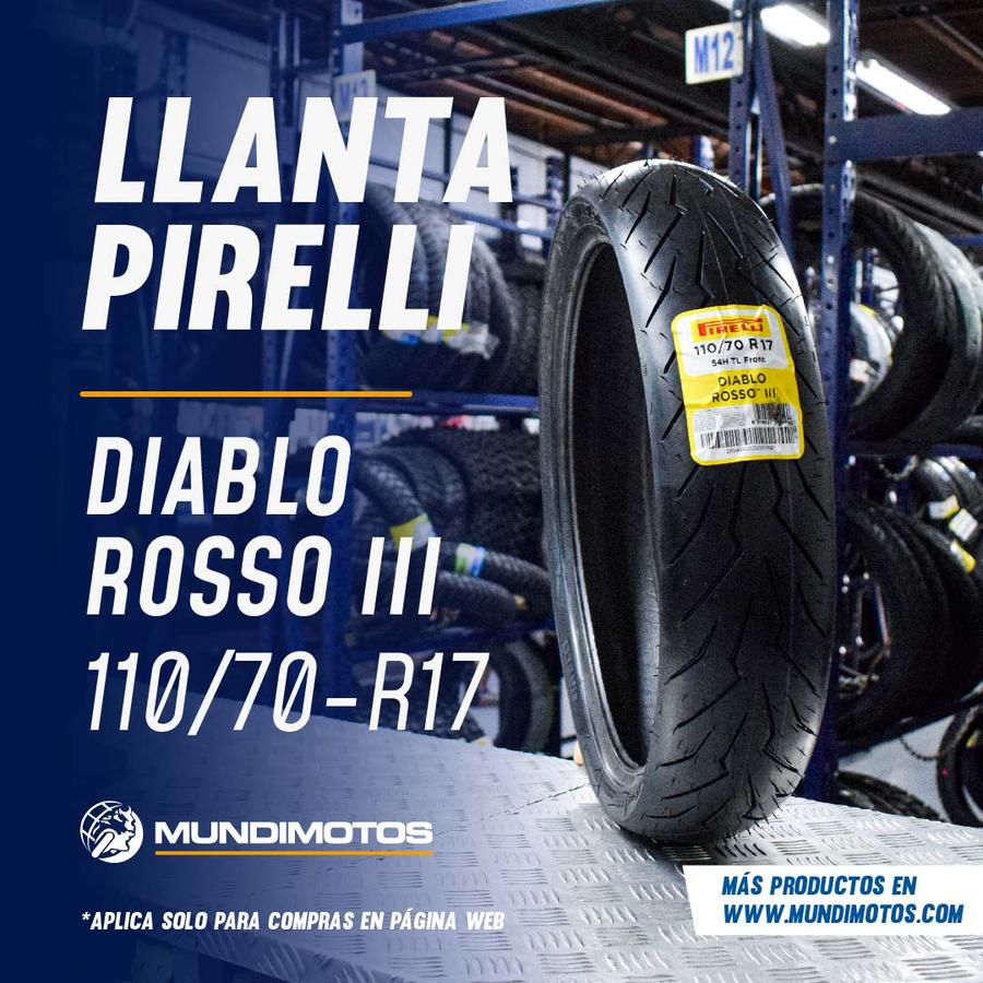 LLANTA 110/70R 17 DIABLO ROSSO III TL FR PIRELLI DELANTERA 54H PIRELLI - Mundimotos