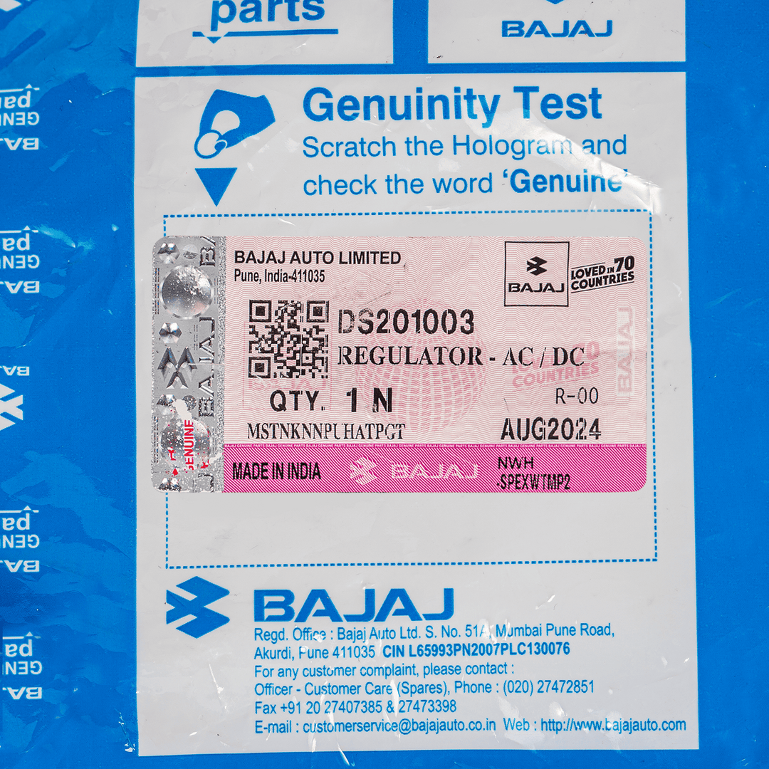 Regulador moto Discover 135ES P Bajaj Original empaque