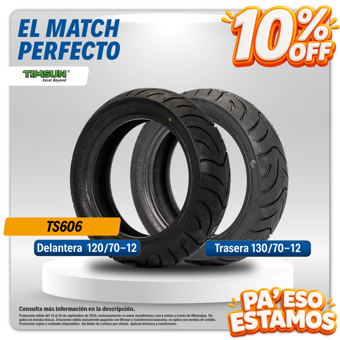 Combo de Llantas Timsun | 130/70-12 y 120/70-12 TS606
