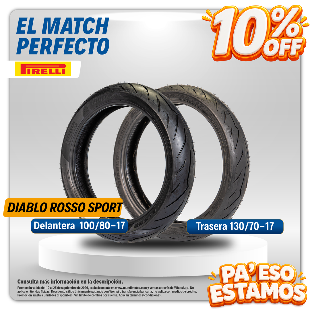 Combo de Llantas Pirelli | 130/70-17 y 100/80-17 Diablo Rosso Sport