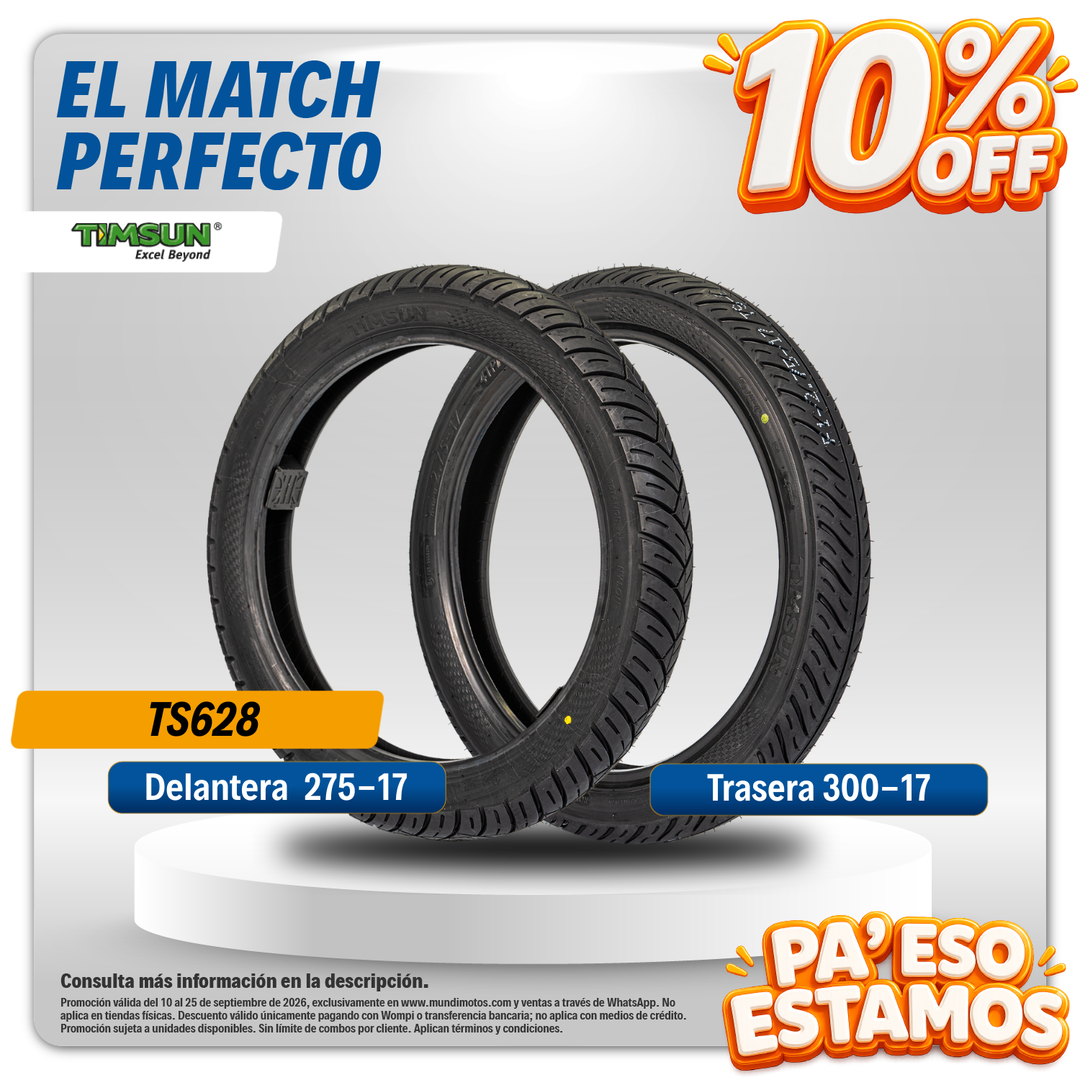 Combo de Llantas Timsun | 300-17 y 275-17 TS627