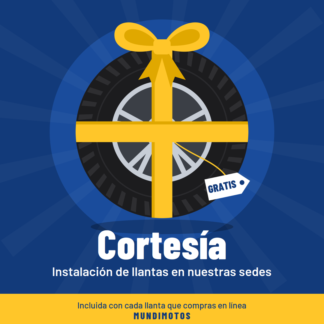 Cortesía: instalación de llantas en nuestras sedes Mundimotos