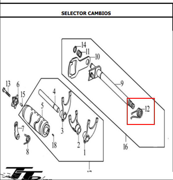 RESORTE EJE CAMBIOS CR5 ORIGINAL - Mundimotos