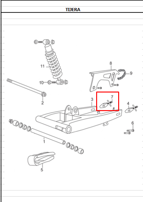 TENSOR CADENA RH TTX180 ORIGINAL - Mundimotos