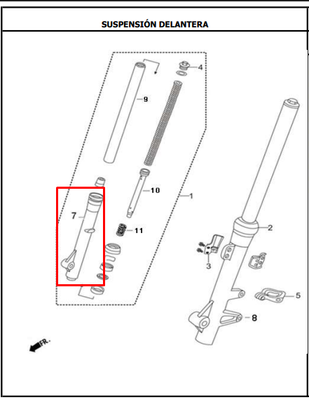 BOTELLA SUSPEN RH TTR150 ######### ORIGINAL - Mundimotos