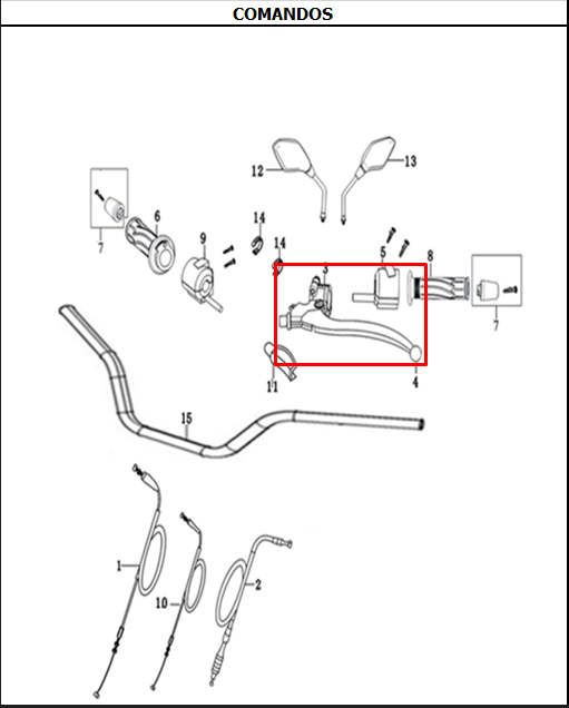 SOPORTE Y MANIG LH EVOR3-125/150 ORIGINAL - Mundimotos