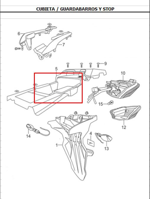 Guardabarro Trasero Interno Akt Ttr150 Original - Genuine parts - Mundimotos