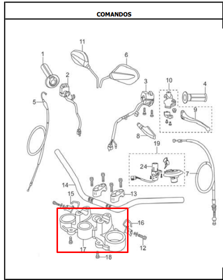 HORQUILLA SUPERIOR TTR125/150 ORIGINAL - Mundimotos