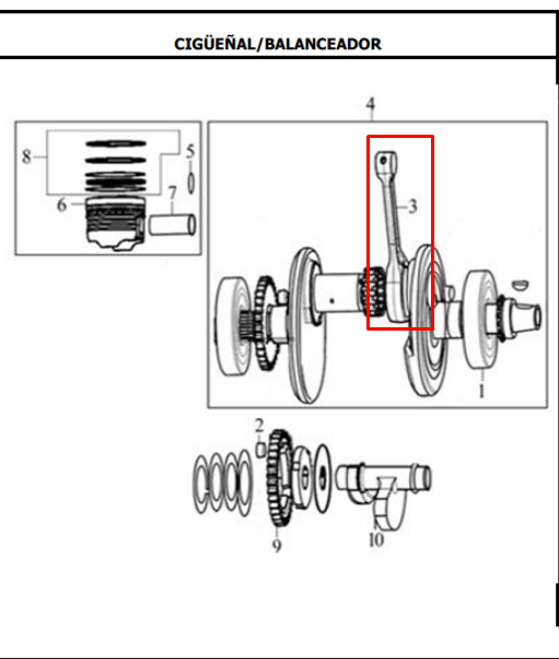 KIT BIELA CR5/TTR180/TTX180/TTR200 ORIGINAL - Mundimotos