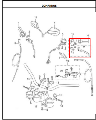 MANIGUETA LH +SOPOR TTR125/XM180 ORIGINAL - Mundimotos