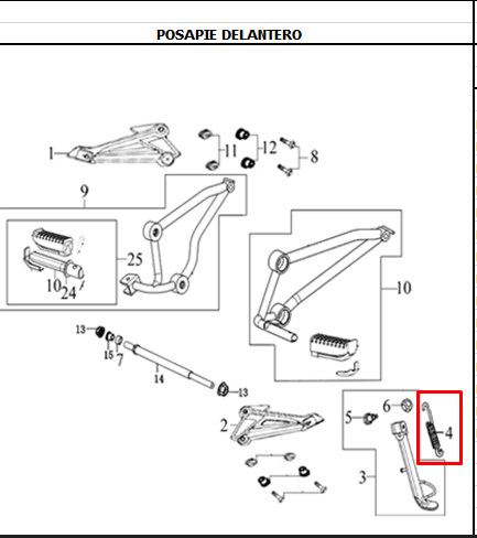 RESORTE GATO LATERAL EVO125/150NE ORIGINAL - Mundimotos