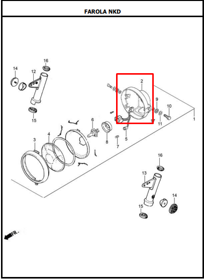 CUENCA FAROLA AK125SL/NKD/EVO125 ORIGINAL - Mundimotos