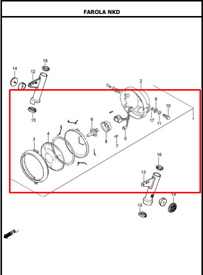FAROLA CON CUENCA AK125SL/NKD ORIGINAL - Mundimotos