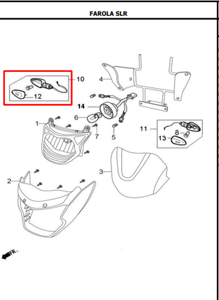 Direccional frontal derecha Akt Ak125Sl original - Genuine parts - Mundimotos