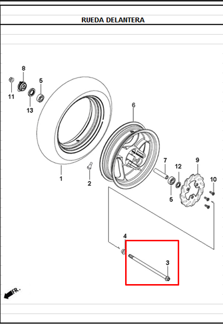 EJE 12X250 FR DYNMAIC/JET4 ORIGINAL - Mundimotos