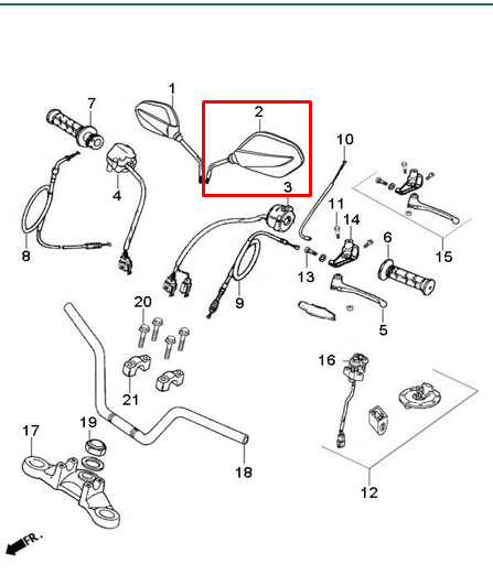 Espejo derecho Akt Evo125 10Mm original - genuine parts - Mundimotos