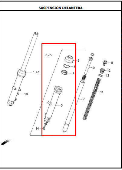 TELESCOPIO COMPLETO LH AK125 ORIGINAL - Mundimotos